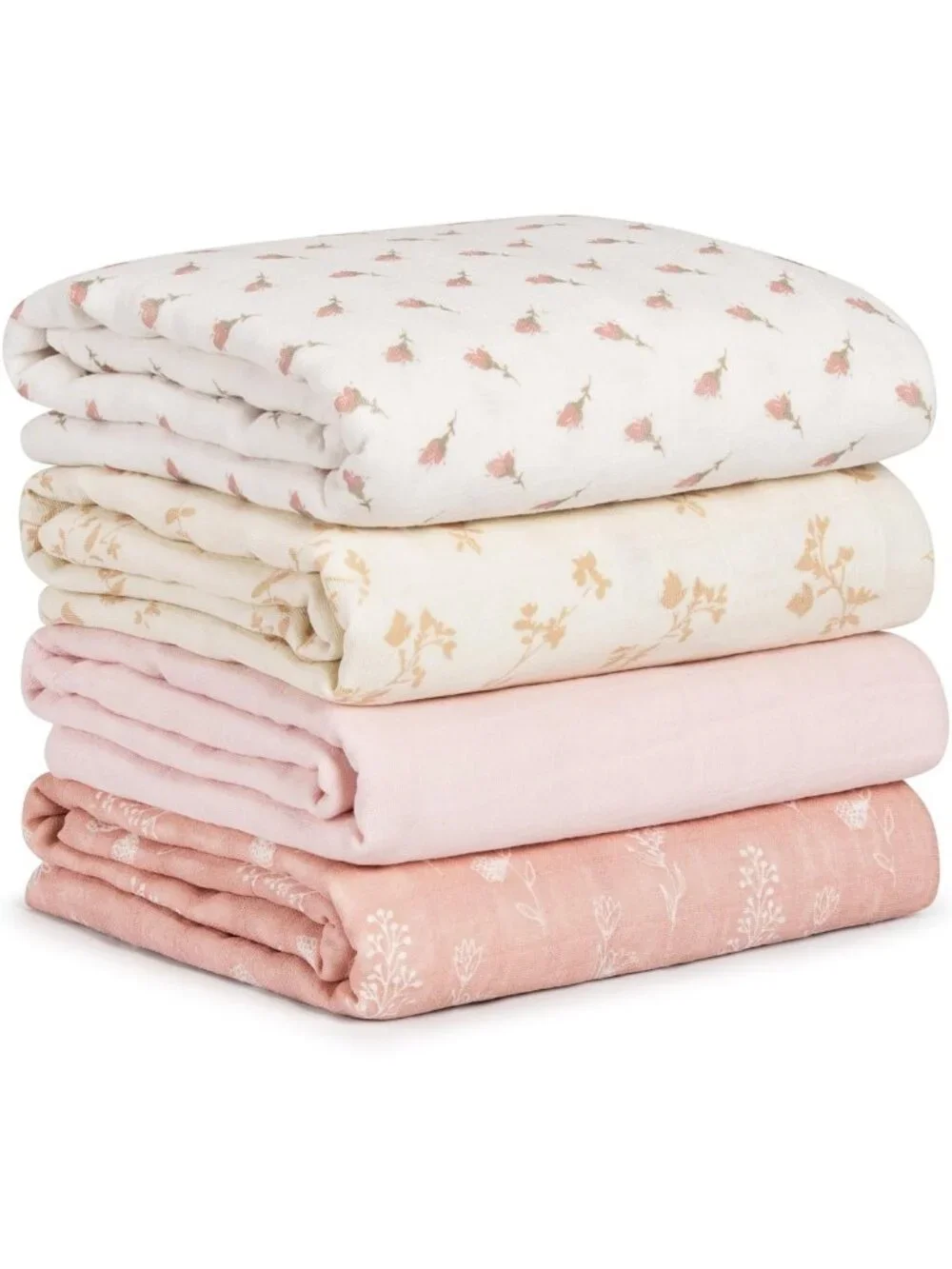 Soft Muslin Swaddle Blankets for Newborns, 4 Pack, Large Cotton Receiving